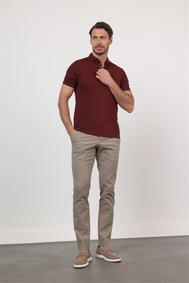 Short Sleeve Italian Collar Pocketless Standard Fit T-Shirt 1011260150