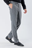 Gray Stretch Side Pocket Plain Weave Comfort Fit Classic Trousers 1003235152