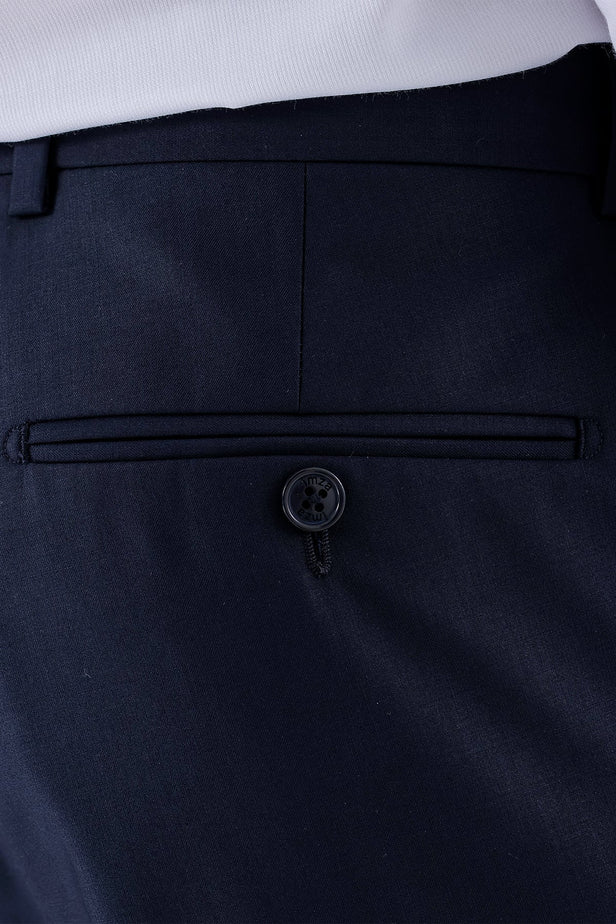 Light Navy Side Pocket Plain Weave Comfort Fit Classic Trousers 1003235151