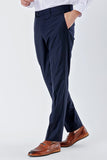 Light Navy Side Pocket Plain Weave Comfort Fit Classic Trousers 1003235151