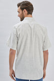 Short Sleeve Self Patterned Pocket Comfort Fit Cotton Shirt 1004240218