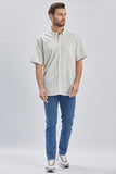 Short Sleeve Self Patterned Pocket Comfort Fit Cotton Shirt 1004240218